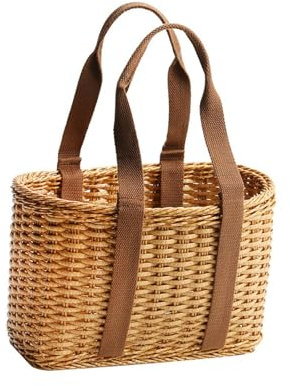 rongweiwang Elegant och praktisk handvävd korg med handtag, bär frukt eller diverse med stil, placera fruktsnacks på picknick-kundkorgen, hållare för diverse saker med dubbla handtag