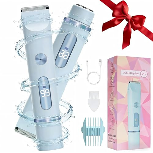 Wendict Rasoir Electrique Femme, Rasoir Electrique Feminin IPX6 Étanche Rasoir, zone Intime Sec/Humide pour Bikini, Aisselles, Bras, Visage et nez (Bleu)
