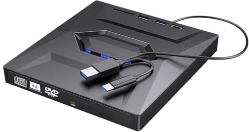 KIXZSAZ Enregistreur de CD avec Installation sans Lecteur, pour Bonne Aide pour aux études, Transmission de données à Grande Vitesse, graveur DVD RW Externe CD 5 en 1, 5en1