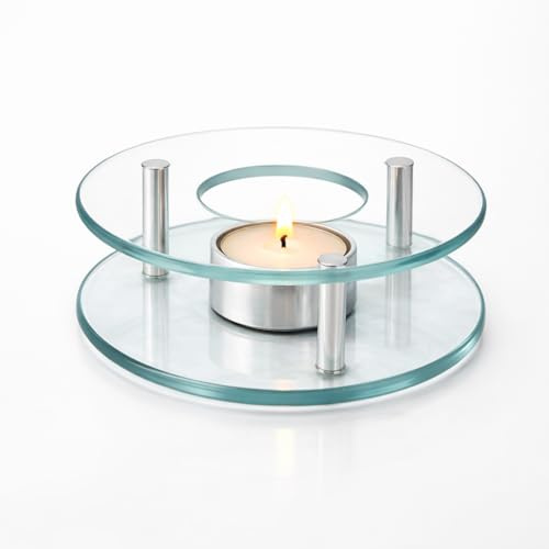 Posten Anker Hochwertiges Stövchen für Tee - Teestövchen aus Glas und Edelstahl – Modernes Luxus Design, 12,5 cm Durchmesser.