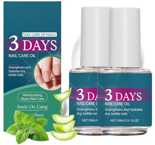 3 Days Nail Care Oil for Dry Brittle Nails, Moisturizing for Hydration and Shine, Plant-Enriched Daily Care Oil, 2 Pack 15ml Each