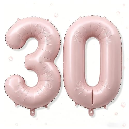Alaoo Folienballon 30, Rosa Luftballon 30 Geburtstag Zahl, 40 Zoll Creme | Riesenzahl Ballon für Mädchen Junge Geburtstag Party Dekoration Jahrestag Dekorationen