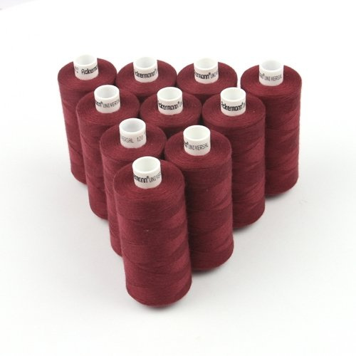 Ackermann 10x 1.000m UNIVERSAL NÄHGARN, Stärke 120, Qualitätsgarn, Nähmaschinengarn, Overlock Garn, Garn für Overlock-Nähmaschinen (0827 Aubergine)