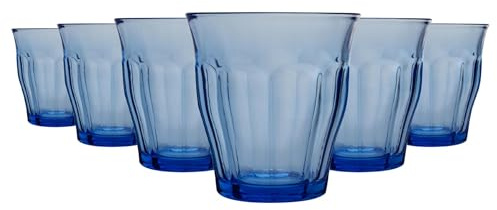 Duralex Picardie Drinking Glasses - 250ml Tumblers for Water, Juice - Blue - Pack of 12