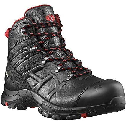 HAIX Black Eagle Safety 54 Mid BE Safety 54 Mid Bottes de sécurité en cuir Noir/rouge Taille 9 (43) Homme