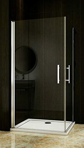AICA Duschkabine 80x80cm Duschabtrennung 2 Duschtür Drehtür Duschwand NANO Glas 195cm