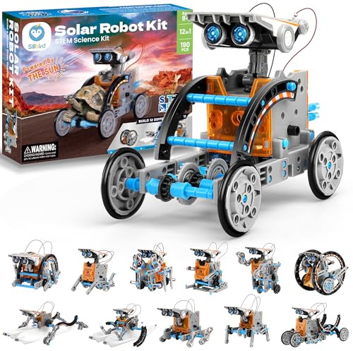 Sillbird 12-in-1 Solar Robot Building Kit STEM Gift for Boys Aged 8-13, DIY Science Educational Robotic Toys for Kids Teens Birthday, Powered by the Sun with 190 Pieces