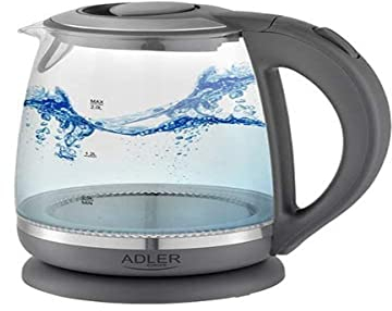 Adler AD1286 Hervidor de Agua Eléctrico de Cristal 2 Litros, Vidrio sin BPA, Retroiluminado, Apagado Automático, Inalámbrico 360º sin Cable, 2200W