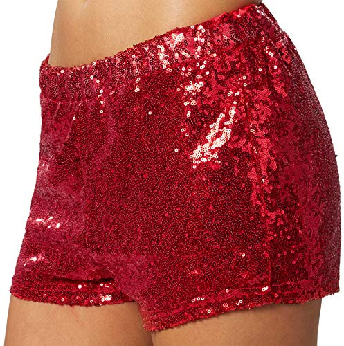 dressforfun 900996 Damen Pailletten Glitzer Shorts, sexy Kurze Hose Shorts