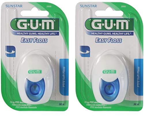 GUM Easy Floss Zahnseide leicht gewachst, 2x 30 Meter (60 Meter), PTFE-Zahnseide von Sunstar