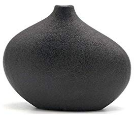 Keramikvase im Japanischen Stil, Blumenarrangementbehälter, Handwerkliche Dekoration am Pool oder auf der Tischplatte - Schwarz