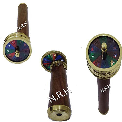 Maritimes Doppelrad aus Messing und Holz ~ Kaleidoskop Vintage Maritim Optische Dekoration Geschenk Artikel