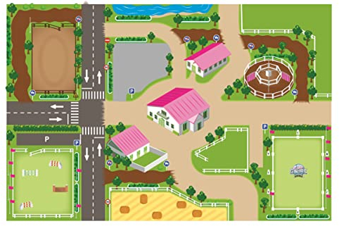 Tapis de jeu/sous-main Kids Globe Reitschule XXL (tapis de jeu ferme, centre équestre) 100x150 cm, 570348, Neutre