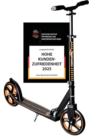 Muuwmi Aluminium Scooter Pro - Unisex Roller | 205 mm Rad | ABEC 7, GS- geprüft | Höhenverstellbar | XL-rutschfestes Deck | BMX-Lenker | bis zu 100 kg