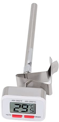 Termometro Digitale per Alimenti, Clip Regolabile Ampio Display Termometro da Cucina Bianco in Acciaio Inossidabile Staccabile per Liquidi, Acqua, Carne, Barbecue, Caramelle Cucinare all'aperto, Grigl