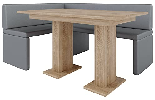 FURNISTAR Eckbank Akiko mit Tisch - Eckbankgruppe für Ihrem Esszimmer, Küche modern, Sitzecke, Essecke. Perfekt für Küche, Büro und Rezeption. Solide und Starke Verarbeitung (Soft 29, 168x128 rechts)
