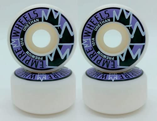 Empire Wheels Classics Skateboard Rollen 51mm White/Purple 101A Gute Flatspot Resistenz Hochwertiger Urethan - 1 Set (4 Stück) + Sticker