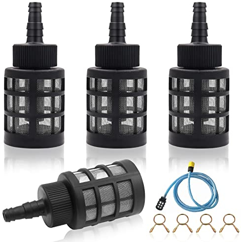 GZkushi 4 Stk Saugschlauch Filter Saugfilter für Wasserpumpen | mit 4 Schlauchfederclips, Zweischichtige Konstruktion, Abnehmbar zur Reinigung, 4.6 × 10.5 cm
