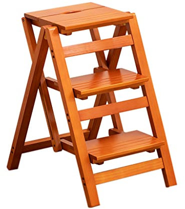 LFIEVO Holz Faltbar Kleine Leiter Breites Rutschfestes Pedal 120kg Tragender Stabiler Trittleiter Montagelose Klappbare Stufenleiter Tragbare Trittleiter Mehrfarbig