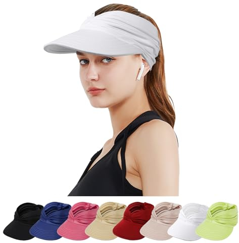 TAGVO Sun Visor Hüte für Damen, mit großer Krempe Faltbar Visor Cap Strand Hut Sonnenschutz UPF 50+ Konzipiert für Outdoor-Sportarten wie Strand-Volleyball,Golf,Baseball,Tennis,Badminton,Laufen