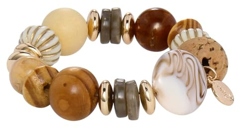 Coiris Bracelet plastron de perles en bois acrylique extensible pour cadeau pour femme (BR-1215-mélange orange)