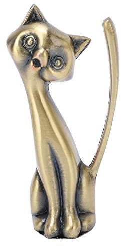 Porte-bague Chat, Porte-bague en Métal Porte-bague de Style Statuette de Chat Porte-bague en Alliage de Zinc Porte-bague Chat Robuste et Durable Style Rétro Brillant Organisateur de Bagues pour Bagues