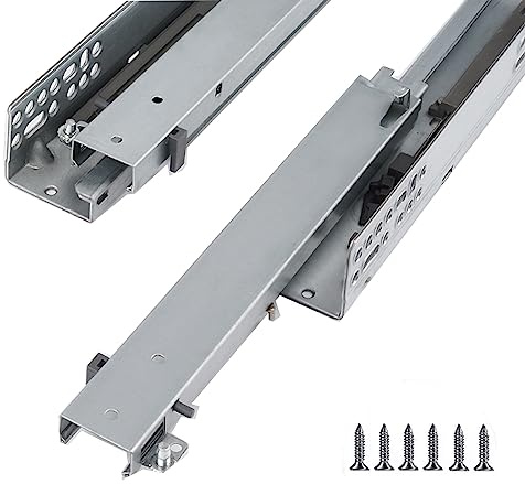 WOLWES Schubladenschienen Bodenmontage, 250/300/350/400/450/500 mm Softclose Teleskopschienen, 3-teilige Schiene mit Vollauszug, Tragfähigkeit 50 kg, Schwerlastauszug (Size : 35cm/14in)