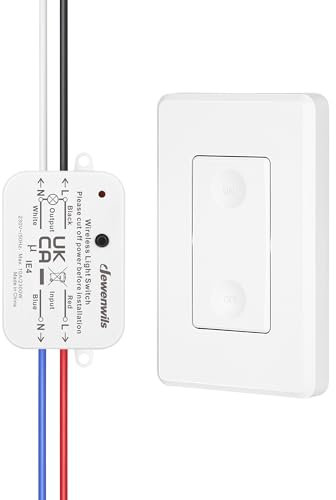 DEWENWILS Wireless Light Switch Kit, No Wiring Needed, 230V 10A 2300W Remote Control Light Switch, 30M Control Range, Programmable & Expandable, UKCA Listed