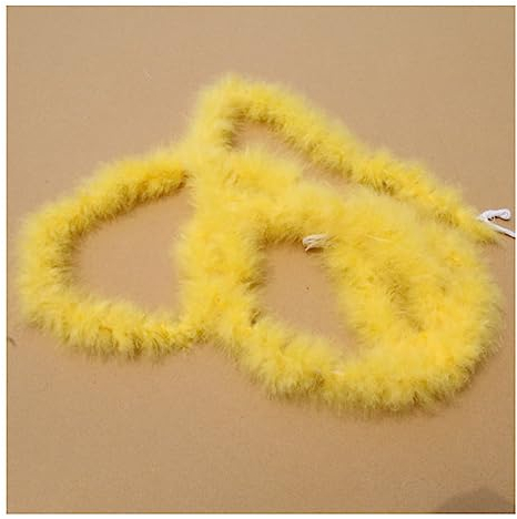 Yurosiay 2m Federboa 4-5cm Breit Federstreifen Bunt Truthahnfedern Streifen Einfarbig Flauschige Federboa DIY Federboa Basteln Federn Nähen Federbesatz Federgirlande Deko für Party Gold