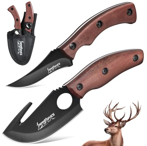 Japaknives Couteau de survie, couteau de camping à lame fixe, à écorcher très tranchant, couteau de survie en plein air, cadeau pour hommes