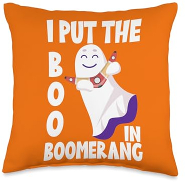 I Put Boo In Boomerang Halloween Funny Quote Boomerang for Kids & Adults Throw Pillow, 16x16, Multicolor