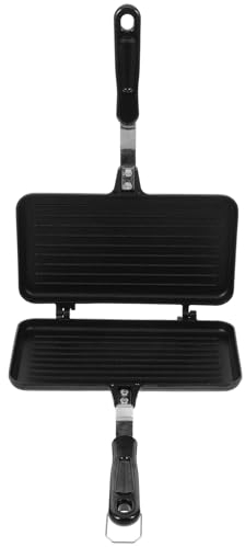 UPKOCH Sandwichmaker pressa per sandwich grill, padella per la colazione, in lega di alluminio, double face, antiaderente, per fornelli a gas