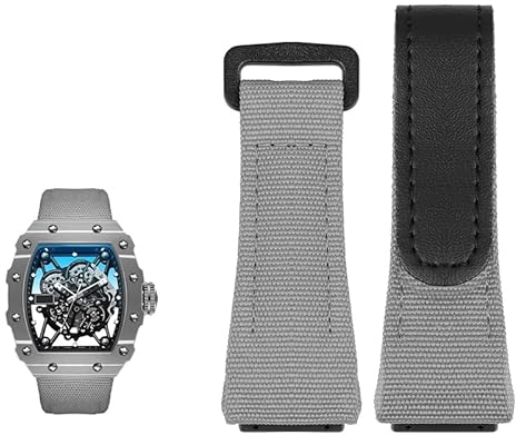 BKUANE Echtes Lederband, geeignet für Richard Mille Nylonband, Herren RM50/53 Schraubendreher, Vier-Sterne- oder Fünf-Sterne-Schraubenkopf, 25 mm, 25 mm, Achat