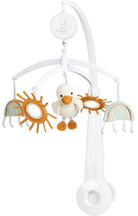 Sterntaler Baby Mobile Ente Edda Lou, Musikmobile für Jungen und Mädchen mit der Melodie Brahms Wiegenlied und weißen Gestänge, Einschlafhilfe