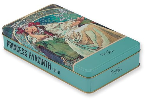 NOTIQUE Blechdose Metalldose mit Deckel, Nostalgic Art Dose Box, Keksdose, Vorratsdose für Kleinigkeiten – Kollektion Herbarium (Alfons Mucha - Princessin Hyacinth)