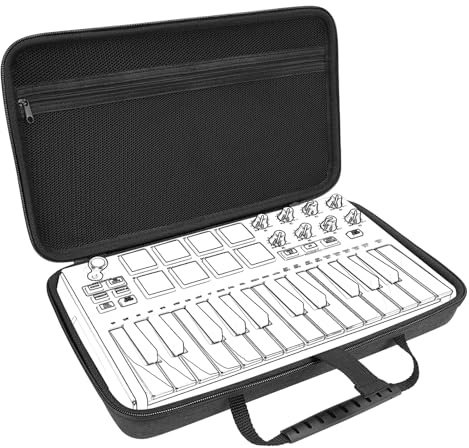 Linkidea Custodia rigida compatibile con Akai Professional MPK Mini MK3-25 Key Ultra-Portable USB MIDI Drum Pad e tastiera Controller Cover protettiva (grigio scuro)