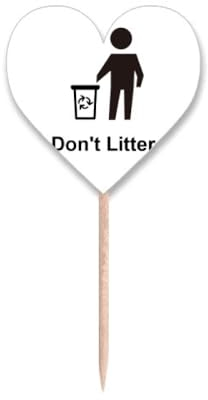 Don't Litter - Palillos de dientes con diseño de símbolo negro, diseño de corazones