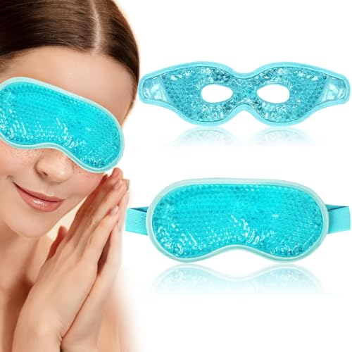 Scettar 2 mascherine per gli occhi rinfrescanti, occhiali refrigeranti per emicrania, gel rinfrescante per gli occhi, maschera rinfrescante, riutilizzabili per emicrania, secca, terapia fredda calda