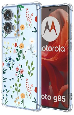 SEAHAI Funda para Motorola Moto G85 5G, Colores Las Flores Elegante Delgada a Prueba de Golpes TPU Transparente de Goma Suave Carcasa de Silicona Colorida - Vistoso