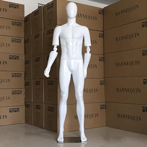 Elitix Schneiderpuppe Ganzkörper-Schaufensterpuppe mit Verstellbaren Armen, Modepuppe, Torso, Kleidermodell für Ästhetische Arbeitskleidung, Männlich-weibliche Schaufensterpuppe für Marktladen(Black)