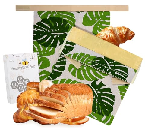 Bread Bags for Homemade Bread, Reusable Beeswax Bags for Sourdough to Keep Fresh（2 Pack. XL-12 * 17IN),for bread Ideal for Homemade, Sourdough, Fruits & Vegetables Christmas