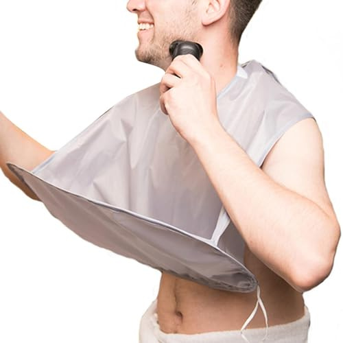 Attrape-tondeuse à barbe, tablier à barbe, tablier de rasage de barbe, attrape-poils du visage pliable, cape de coupe de cheveux pour homme, cape de rasage pour barbe, tablier de rasage, gris, Refer