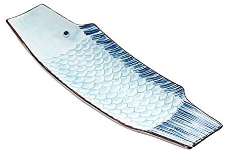 Ciieeo Ceramic Fish Shaped Sushi Plate Compact Serving Dish for Kitchen Party Food Platter Decorative