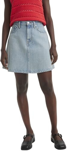 Levi's Donna Gonna in Jeans Mini Flounce Mid Rise, Linea A Trapezio, Blu (Look At Blue), 24