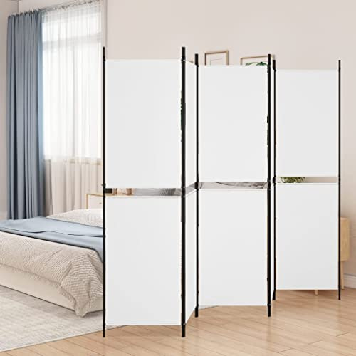 PIXZSSI Paravent Schlafzimmer Weiß 250x180 cm Stoff Atmungsaktiv Vielseitig Trennwand Arbeitszimmer Wohnzimmer Indoor Raumteiler Dekorative Hintergrundwand Klappdesign