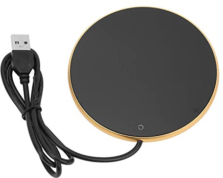 Tasse à café Chauffe-bougie USB, Petite Plaque Intelligente Lumineuse pour la Maison et le Bureau, en Alliage D'aluminium (Or)
