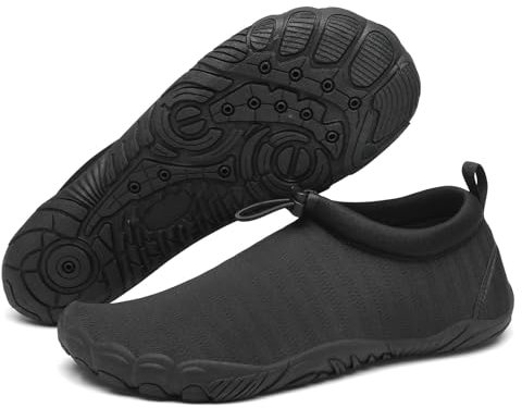 Mishansha Badeschuhe Herren Damen Wasserschuhe rutschfeste Schwimmschuhe Schnelltrocknende Aquaschuhe Strandschuhe Neoprenschuhe für Meer Steinstrand Schwarz,Gr.42