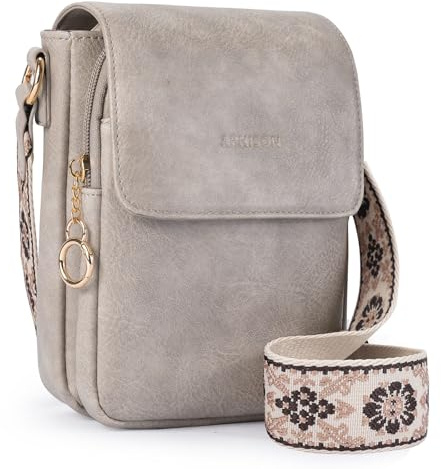 APHISON kleine Handytasche zum Umhängen rfid blocker Umhängetasche für Handy veganem Leder Crossbody Bag Damen mit Geldbörse Verstellbar Breiter Gurt abnehmbarer Schultergur
