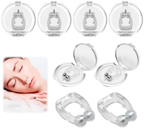 8 Piezas Anti ronquidos Dilatador Nasal, Pinza Nasal Antirronquido, Eficaz contra el Ronquido, Pinza Nasal Antirronquido Reutilizable, Mejora la Respiración y el Confort del Sueño