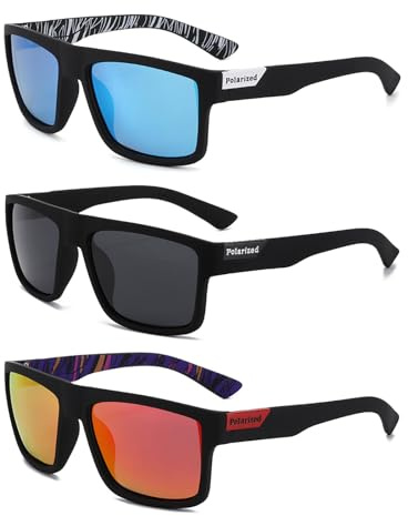 SAIIURV 3 Paia Occhiali da Sole Polarizzati Uomo Donna, Occhiali Polarizzati Pesca, Occhiali da Sole Sportivi, Sportivi Retrò Occhiali, per Viaggio di vacanza guidare pesca trekking